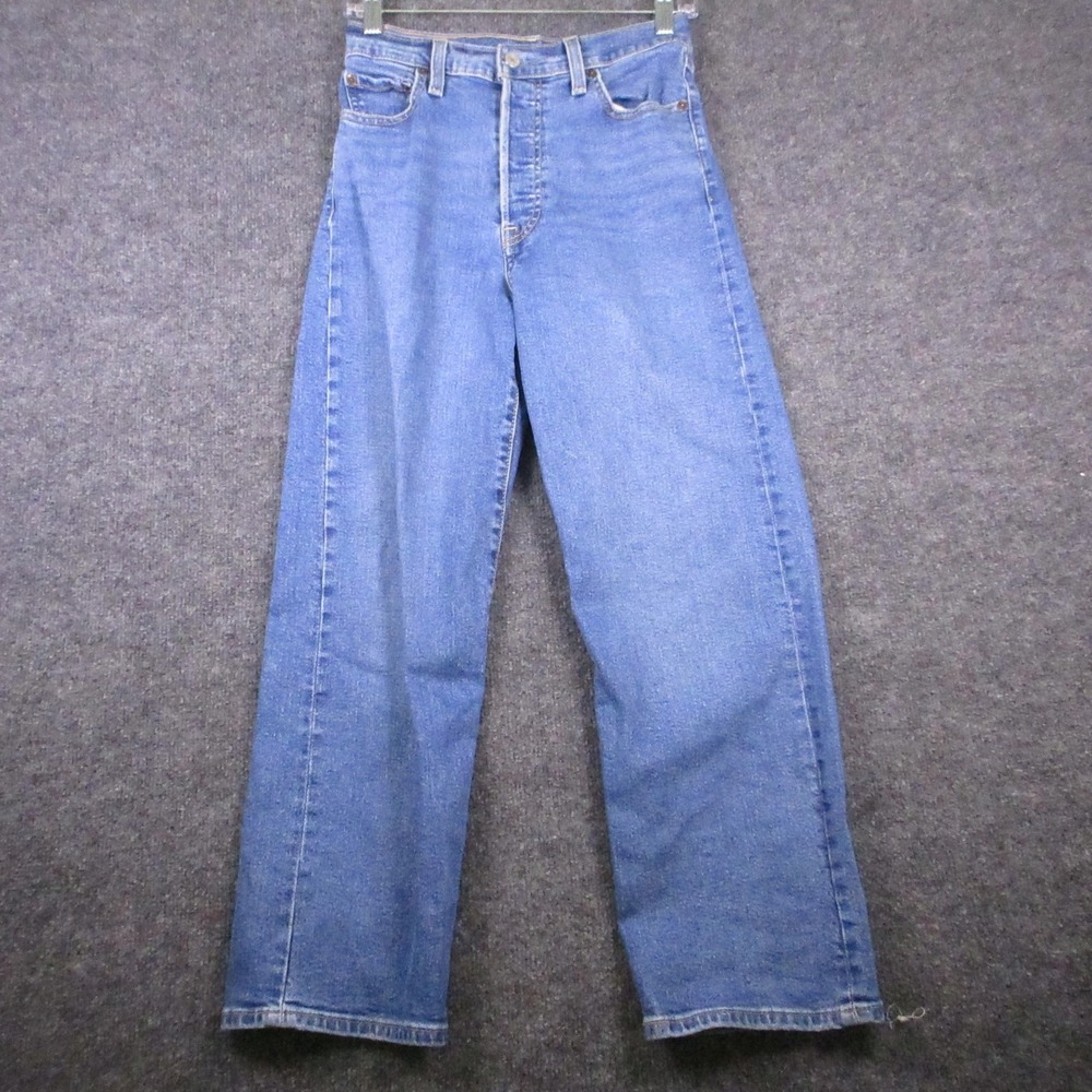 Levis Ribcage Straight Ankle Jeans Womens 26 Blue Med Wash High Rise Denim